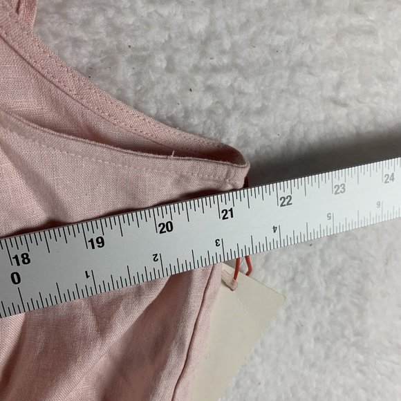 Open Edit Crop Top Womens XL Pink Sleeveless‎ Ruffle Crew Neck Linen Ruched 6387 - Picture 5 of 7